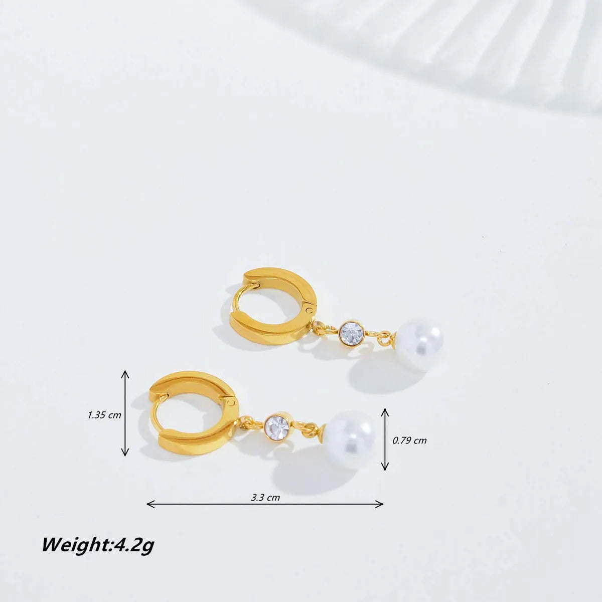 1 Pair Elegant Simple Style Round Plating Inlay Stainless Steel Artificial Pearls Zircon 18k Gold Plated Drop Earrings