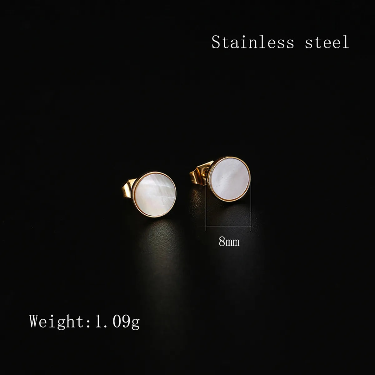 1 Pair Elegant Simple Style Round Plating Inlay Stainless Steel Shell 18k Gold Plated Ear Studs