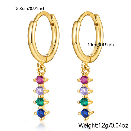 1 Pair Elegant Simple Style Round Plating Inlay Sterling Silver Turquoise Zircon 18k Gold Plated White Gold Plated Drop Earrings