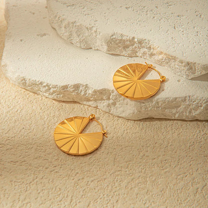 1 Pair Elegant Simple Style Round Plating 304 Stainless Steel Gold Plated Earrings