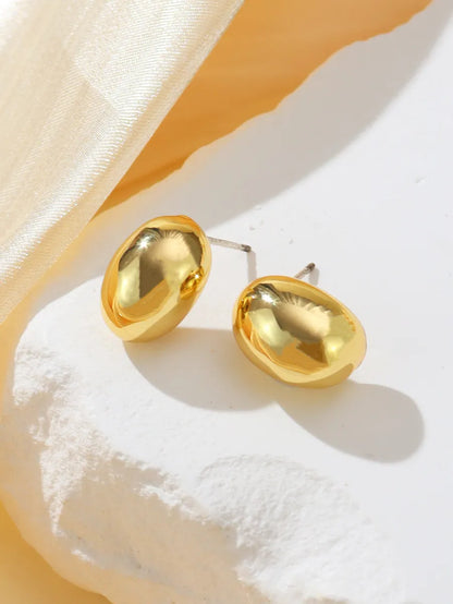 1 Pair Elegant Simple Style Semicircle Plating Alloy 18k Gold Plated White Gold Plated Ear Studs