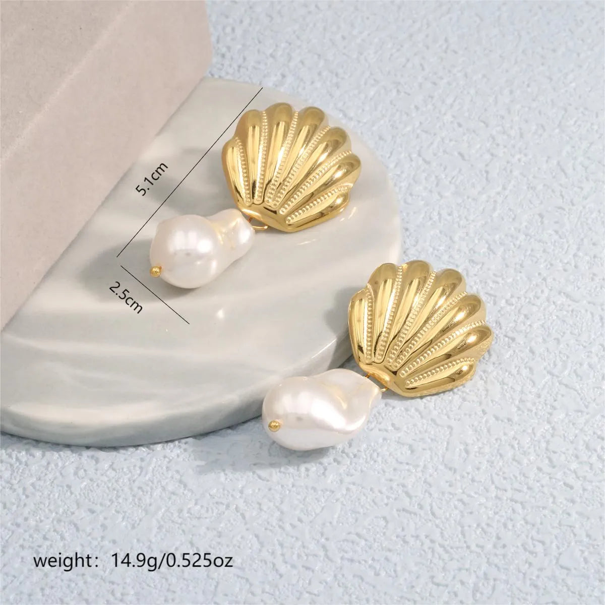 1 Pair Elegant Simple Style Shell Pearl 304 Stainless Steel 18K Gold Plated Drop Earrings