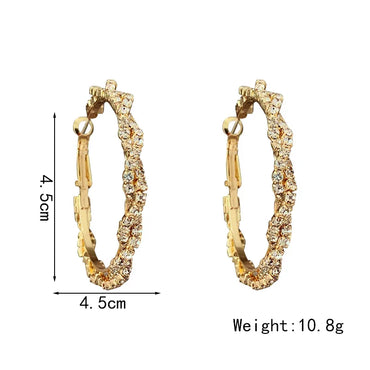 1 Pair Elegant Simple Style Shiny Circle Inlay Alloy Artificial Rhinestones Hoop Earrings