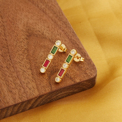 1 Pair Elegant Simple Style Shiny Geometric Inlay Copper Zircon 18K Gold Plated Ear Studs