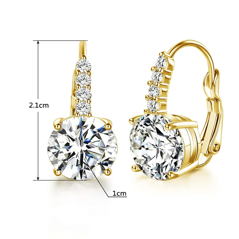 1 Pair Elegant Simple Style Shiny Round Inlay Copper Zircon Gold Plated Earrings