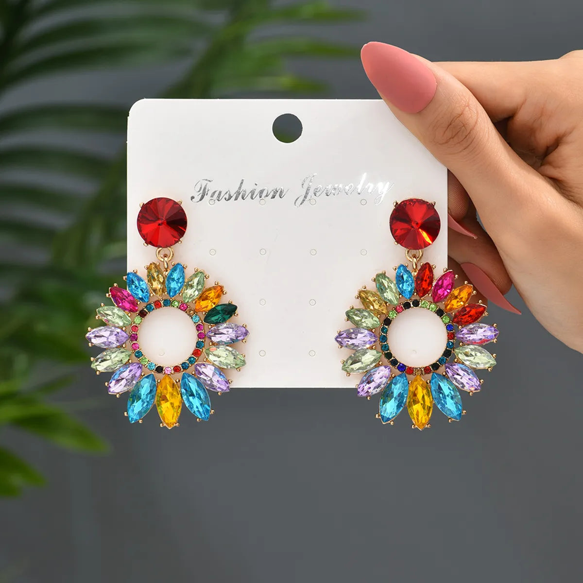 1 Pair Elegant Simple Style Shiny Round Plating Hollow Out Inlay Zinc Alloy Rhinestones Drop Earrings