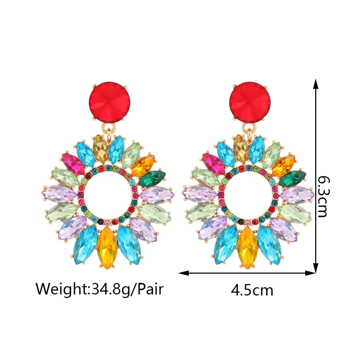 1 Pair Elegant Simple Style Shiny Round Plating Hollow Out Inlay Zinc Alloy Rhinestones Drop Earrings