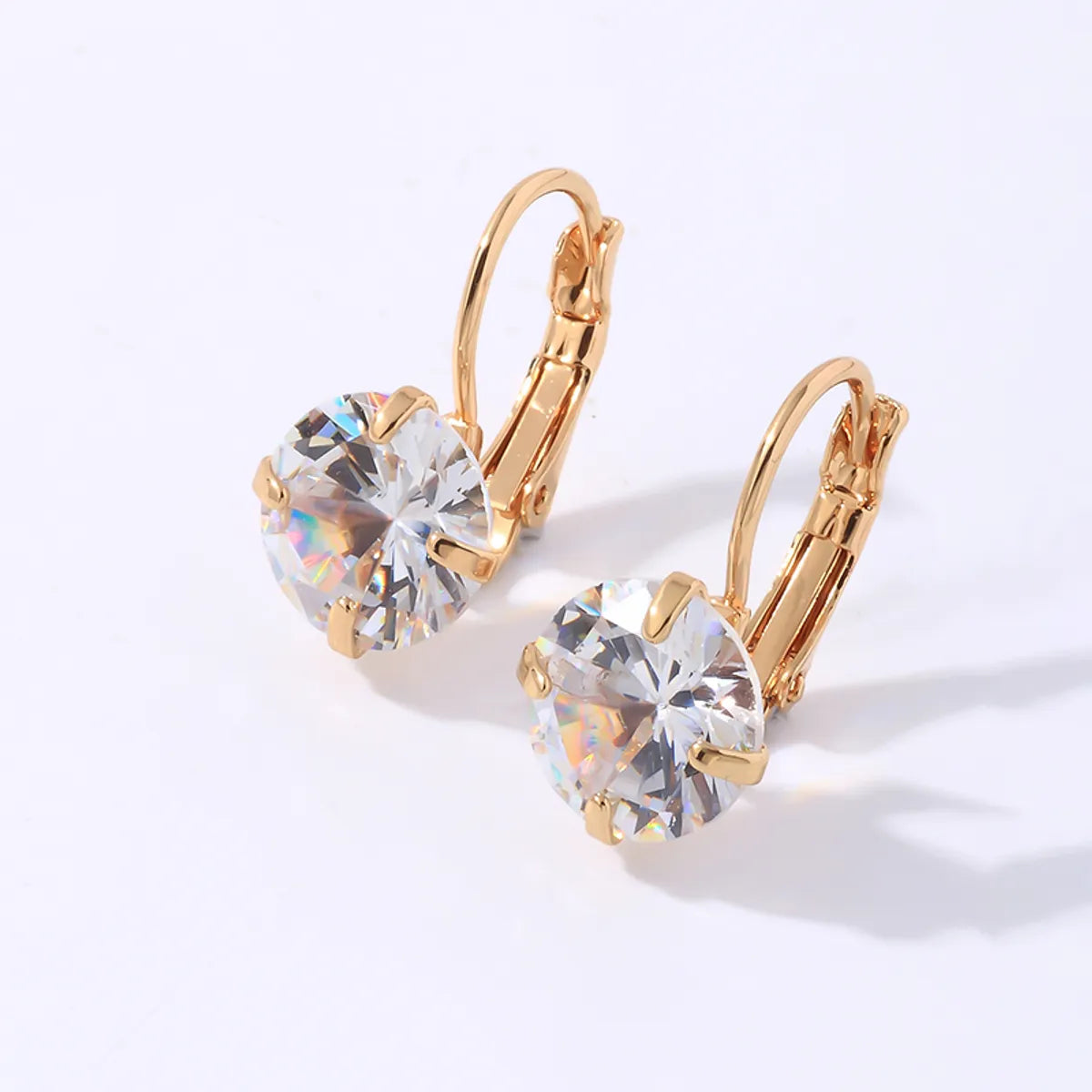 1 Pair Elegant Simple Style Shiny Round Plating Inlay Copper Zircon Gold Plated Ear Studs