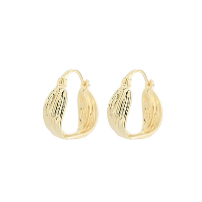 1 Pair Elegant Simple Style Shiny Solid Color Plating Hollow Out Copper 14K Gold Plated Earrings