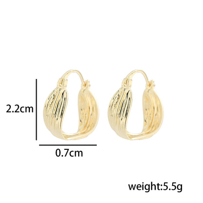 1 Pair Elegant Simple Style Shiny Solid Color Plating Hollow Out Copper 14K Gold Plated Earrings