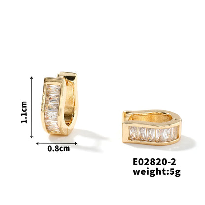 1 Pair Elegant Simple Style Shiny U Shape Inlay Copper Zircon K Gold Plated Rhodium Plated Earrings