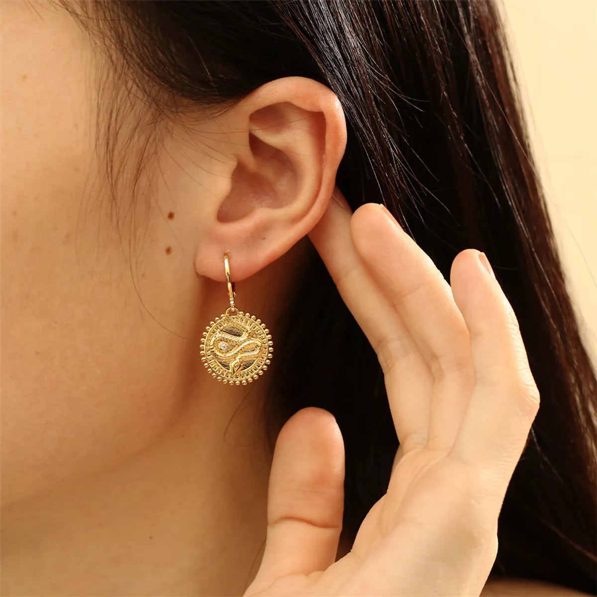 1 Pair Elegant Simple Style Snake Plating Inlay Copper Zircon 18k Gold Plated Drop Earrings