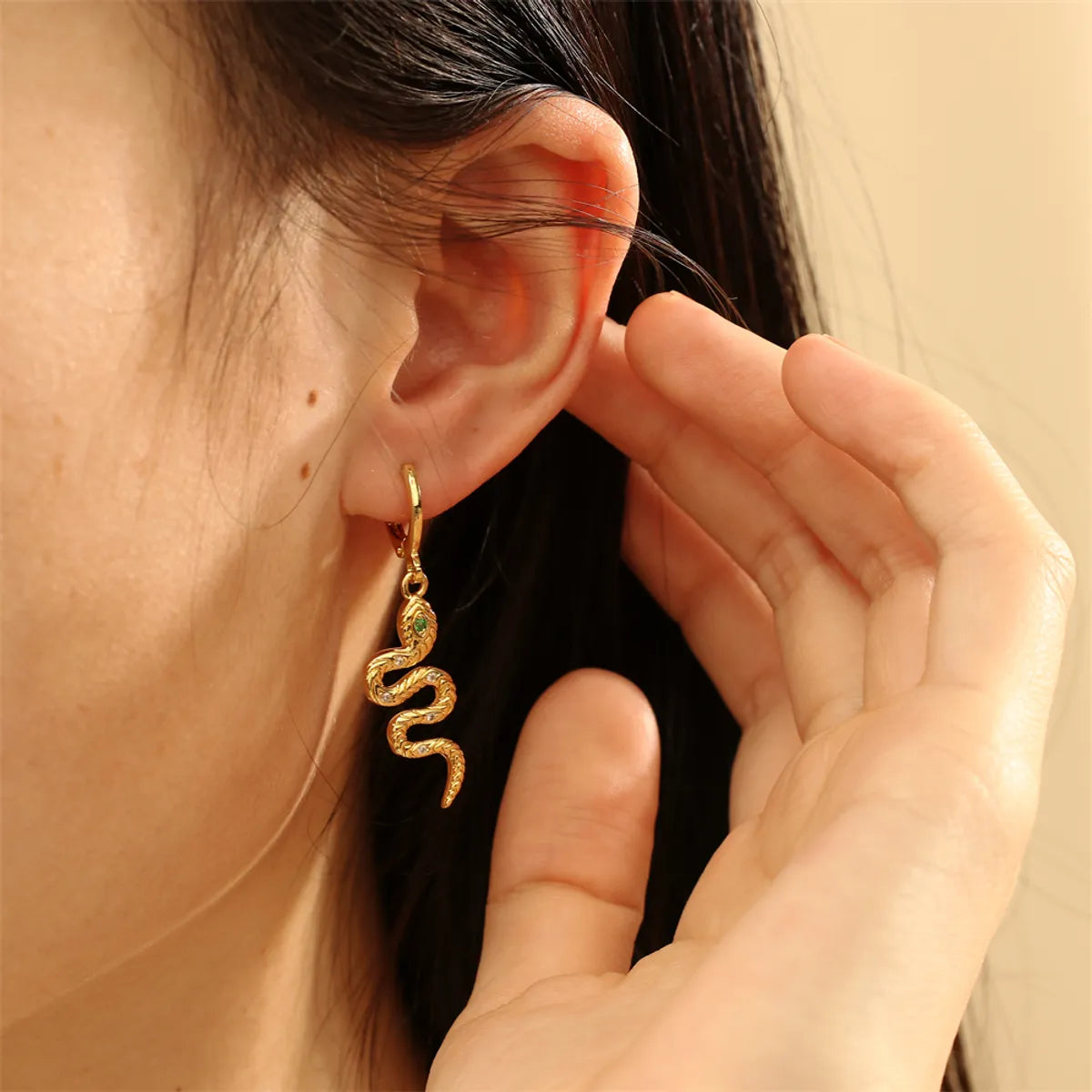 1 Pair Elegant Simple Style Snake Plating Inlay Copper Zircon 18k Gold Plated Drop Earrings