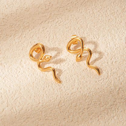 1 Pair Elegant Simple Style Snake Plating Stainless Steel Gold Plated Ear Studs