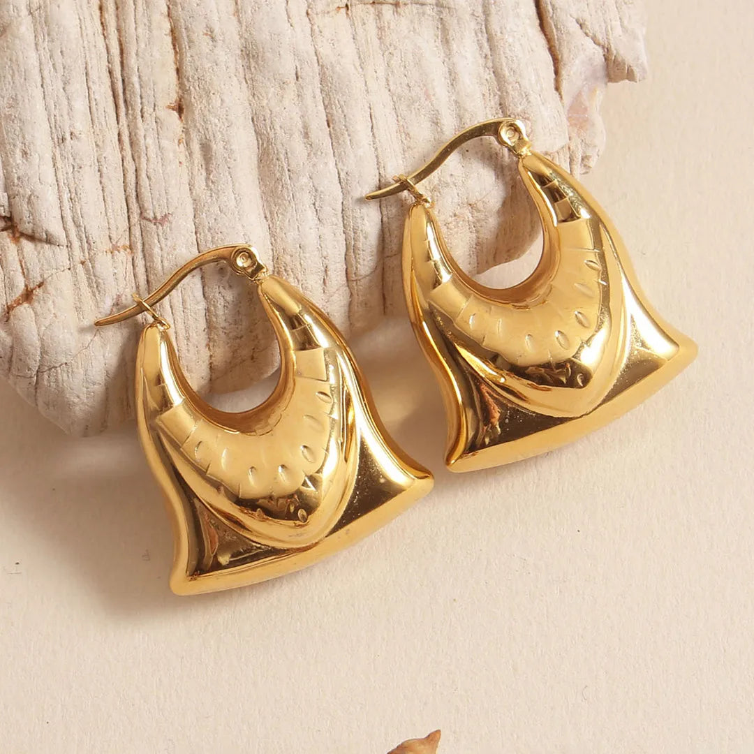 1 Pair Elegant Simple Style Solid Color 304 Stainless Steel 18K Gold Plated Earrings