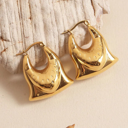 1 Pair Elegant Simple Style Solid Color 304 Stainless Steel 18K Gold Plated Earrings