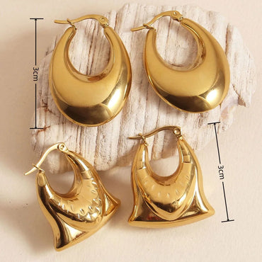 1 Pair Elegant Simple Style Solid Color 304 Stainless Steel 18K Gold Plated Earrings