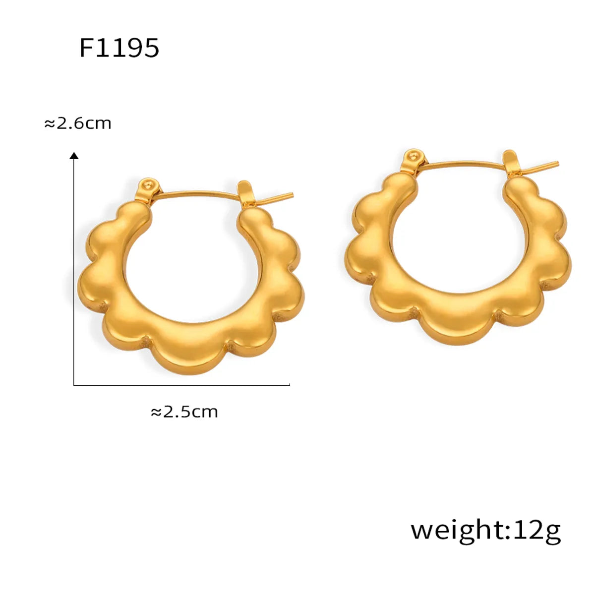 1 Pair Elegant Simple Style Solid Color Flower Plating Titanium Steel 18K Gold Plated Earrings