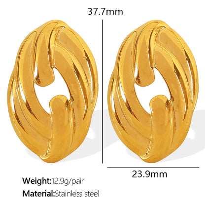 1 Pair Elegant Simple Style Solid Color Plating 304 Stainless Steel 18K Gold Plated Ear Studs