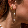 1 Pair Elegant Simple Style Solid Color Plating Inlay 316L Stainless Steel  Freshwater Pearl 18K Gold Plated Drop Earrings