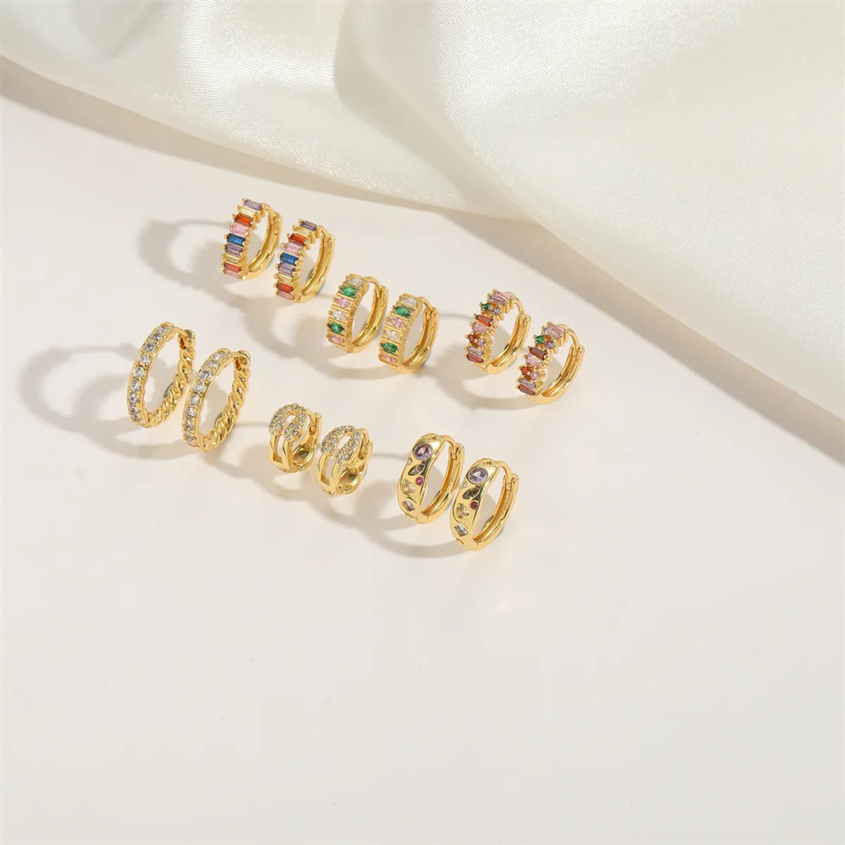 1 Pair Elegant Simple Style Solid Color Plating Inlay Copper Zircon 14K Gold Plated Earrings