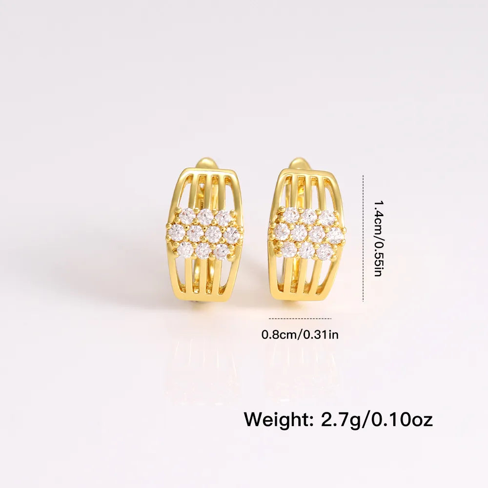 1 Pair Elegant Simple Style Solid Color Plating Inlay Copper Zircon 18K Gold Plated Ear Studs