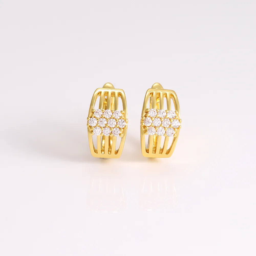 1 Pair Elegant Simple Style Solid Color Plating Inlay Copper Zircon 18K Gold Plated Ear Studs