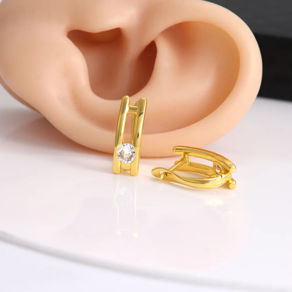 1 Pair Elegant Simple Style Solid Color Plating Inlay Copper Zircon 18K Gold Plated Ear Studs