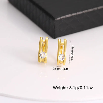 1 Pair Elegant Simple Style Solid Color Plating Inlay Copper Zircon 18K Gold Plated Ear Studs