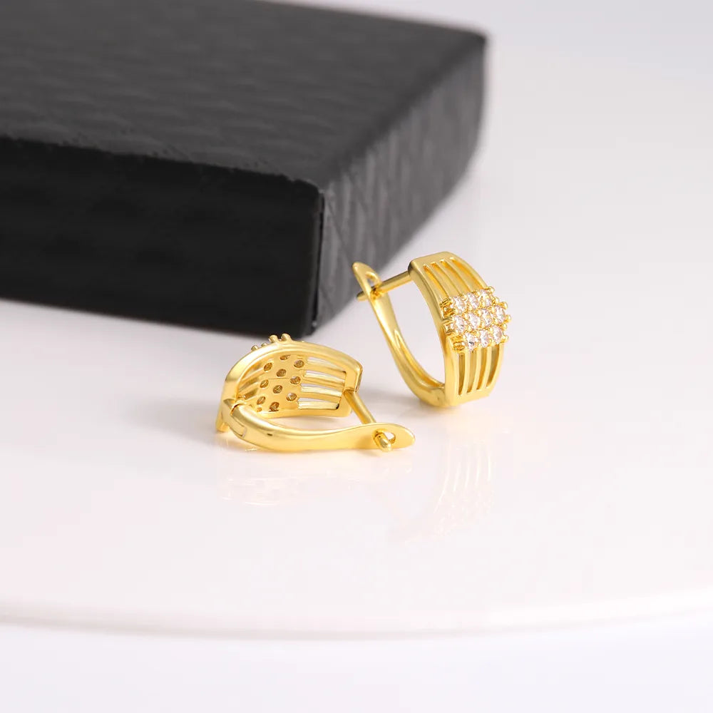 1 Pair Elegant Simple Style Solid Color Plating Inlay Copper Zircon 18K Gold Plated Ear Studs