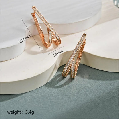 1 Pair Elegant Simple Style Solid Color Plating Inlay Copper Zircon K Gold Plated Drop Earrings