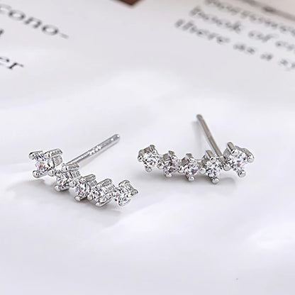 1 Pair Elegant Simple Style Solid Color Plating Inlay Sterling Silver Zircon Ear Studs