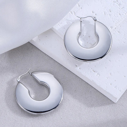 1 Pair Elegant Simple Style Solid Color Plating Titanium Steel Ear Clip