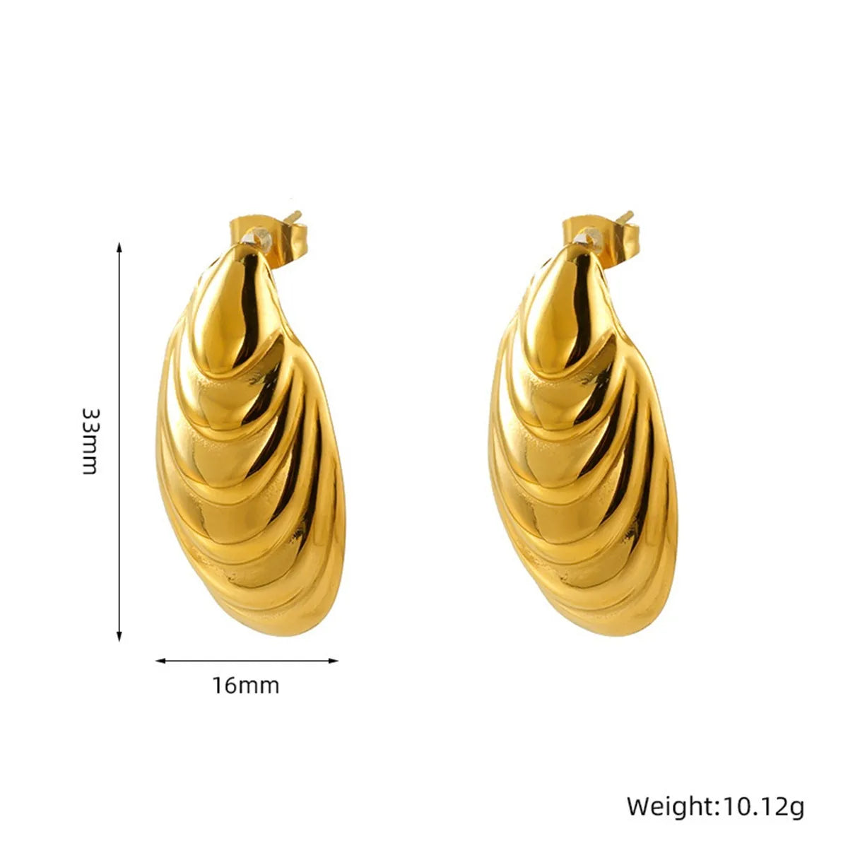 1 Pair Elegant Simple Style Solid Color Round Lingge Plating 304 Stainless Steel 18K Gold Plated Ear Studs