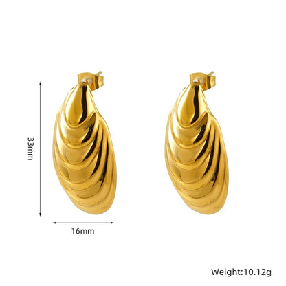 1 Pair Elegant Simple Style Solid Color Round Lingge Plating 304 Stainless Steel 18K Gold Plated Ear Studs