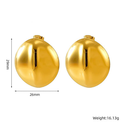 1 Pair Elegant Simple Style Solid Color Round Lingge Plating 304 Stainless Steel 18K Gold Plated Ear Studs