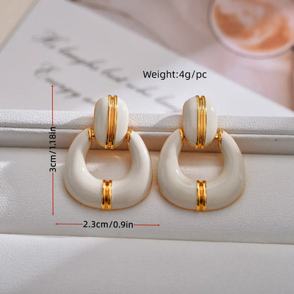 1 Pair Elegant Simple Style Square Enamel Plating Copper Drop Earrings