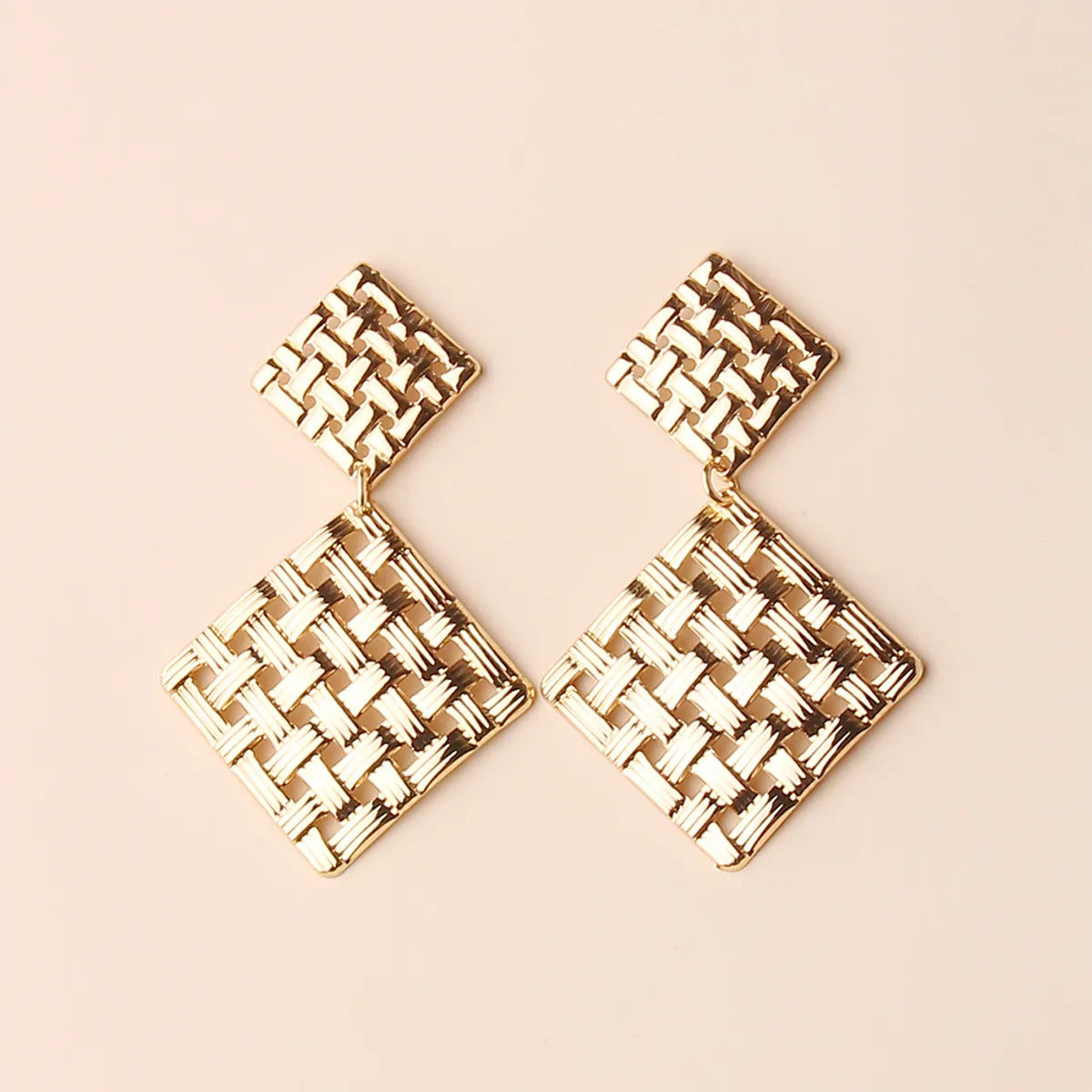 1 Pair Elegant Simple Style Square Plating Metal Drop Earrings