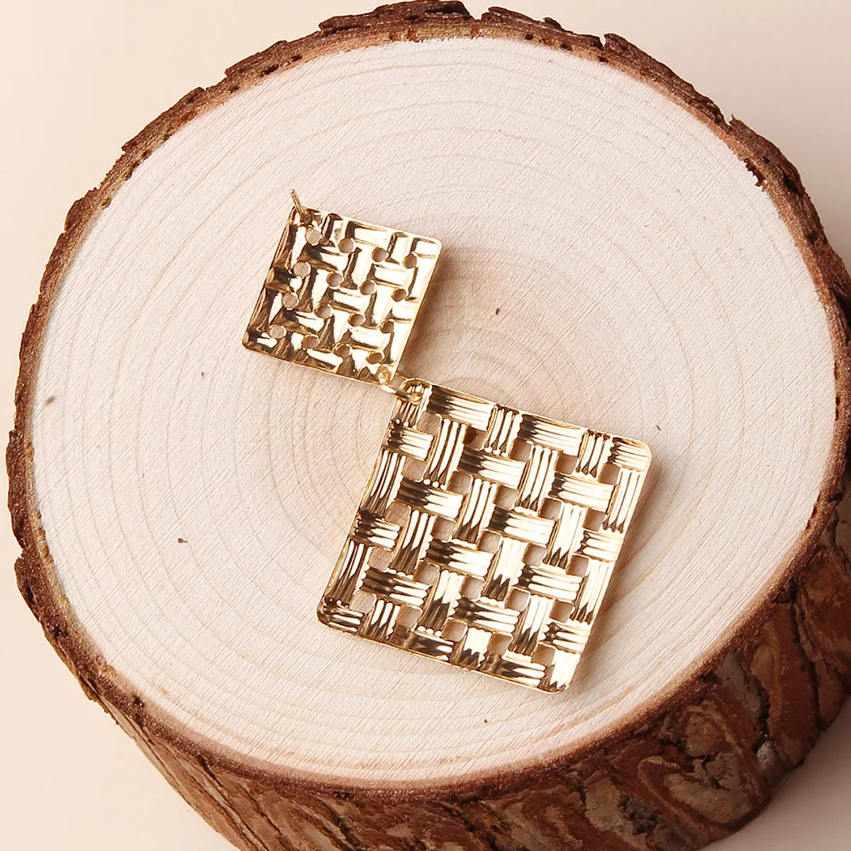 1 Pair Elegant Simple Style Square Plating Metal Drop Earrings