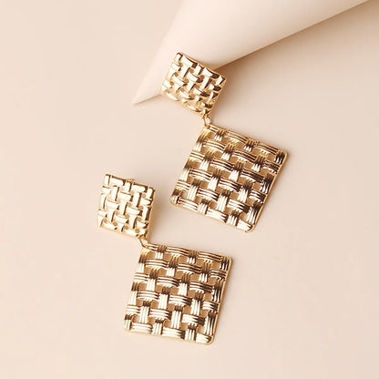 1 Pair Elegant Simple Style Square Plating Metal Drop Earrings