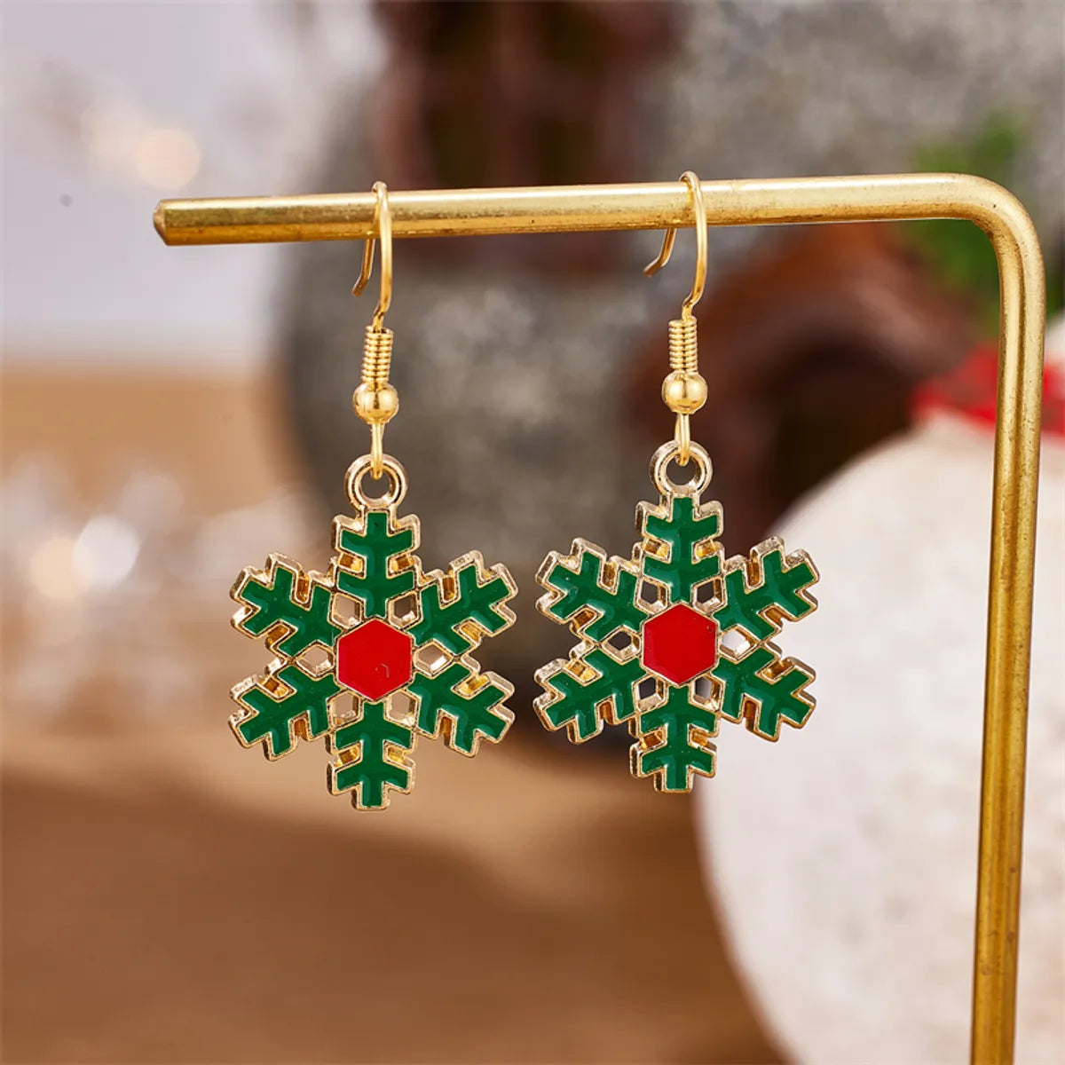 1 Pair Elegant Simple Style Streetwear Snowflake 304 Stainless Steel 18K Gold Plated Drop Earrings