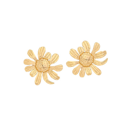 1 Pair Elegant Simple Style Sunflower Flower Plating 304 Stainless Steel 18K Gold Plated Ear Studs