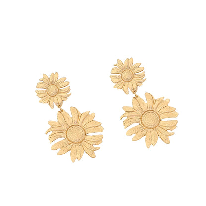 1 Pair Elegant Simple Style Sunflower Flower Plating 304 Stainless Steel 18K Gold Plated Ear Studs