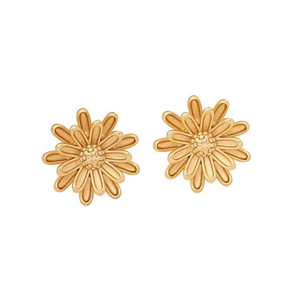 1 Pair Elegant Simple Style Sunflower Flower Plating 304 Stainless Steel 18K Gold Plated Ear Studs