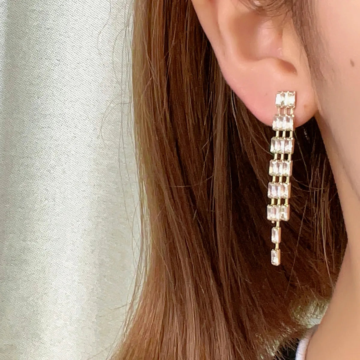 1 Pair Elegant Simple Style Tassel Plating Inlay Copper Zircon Gold Plated Drop Earrings