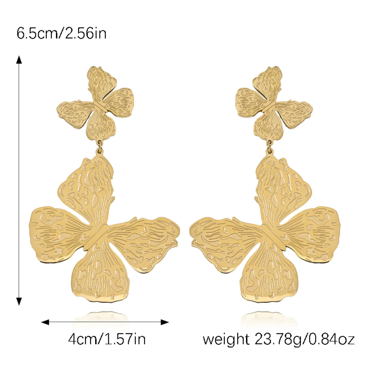 1 Pair Elegant Simple Style Tree Butterfly Polishing Plating Stainless Steel Silver Plated Drop Earrings