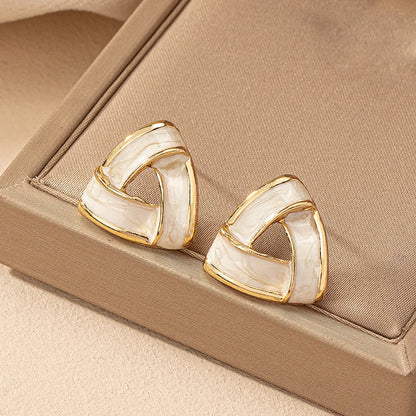 1 Pair Elegant Simple Style Triangle Enamel Plating Alloy Ear Studs