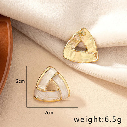 1 Pair Elegant Simple Style Triangle Enamel Plating Alloy Ear Studs