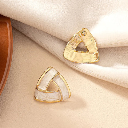 1 Pair Elegant Simple Style Triangle Enamel Plating Alloy Ear Studs