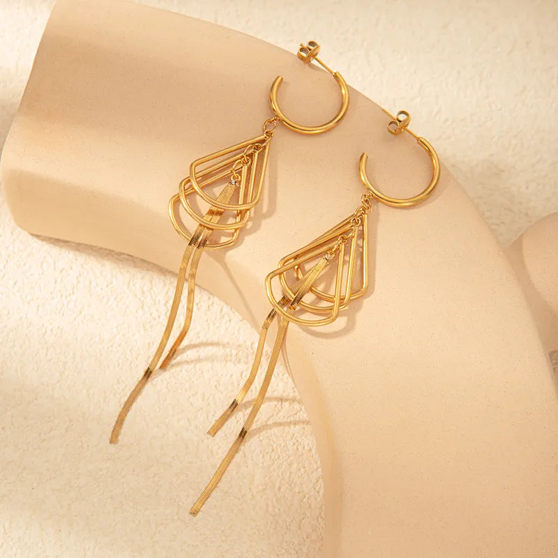 1 Pair Elegant Simple Style Triangle Plating 304 Stainless Steel 14K Gold Plated Drop Earrings